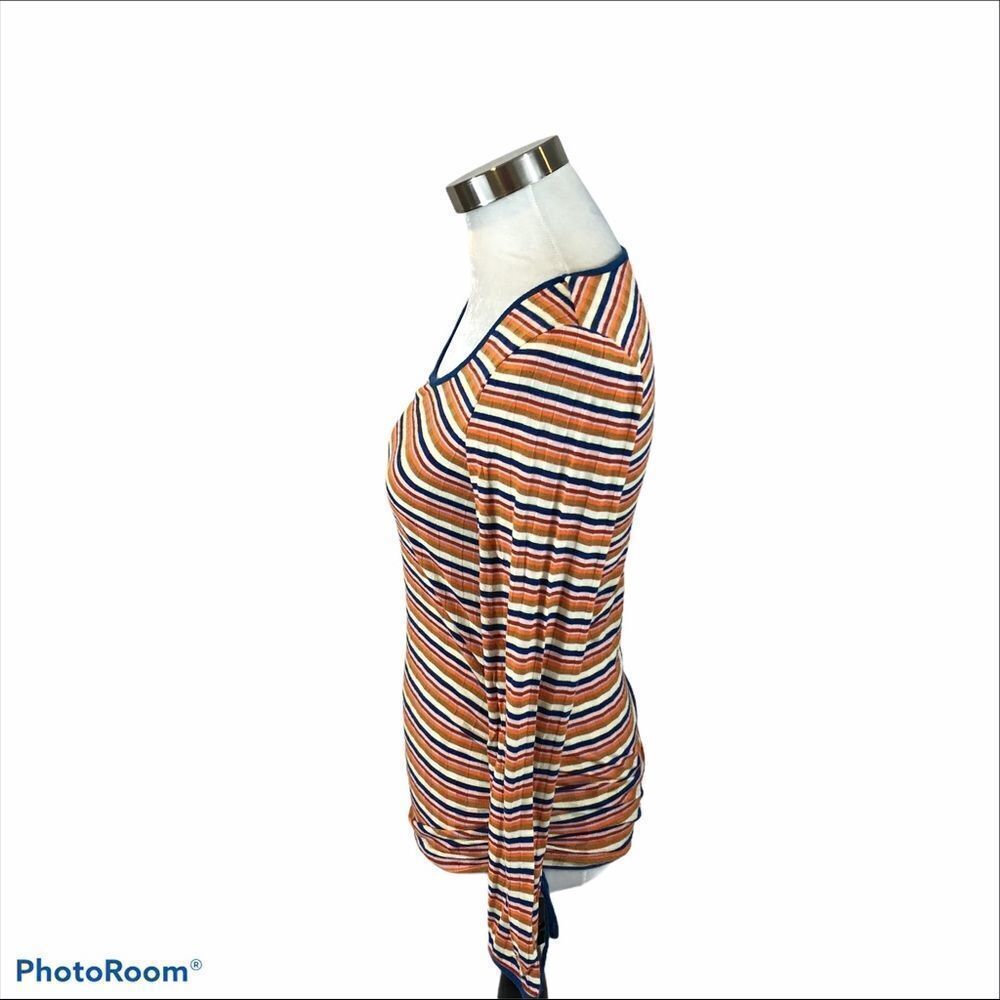 ModCloth Ribbed Striped Long Sleeved Top Small - Picture 4 of 10